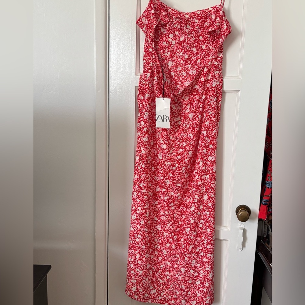 Zara Printed Corsetry-Inspired Midi Dress SZ L - Picture 3 of 14